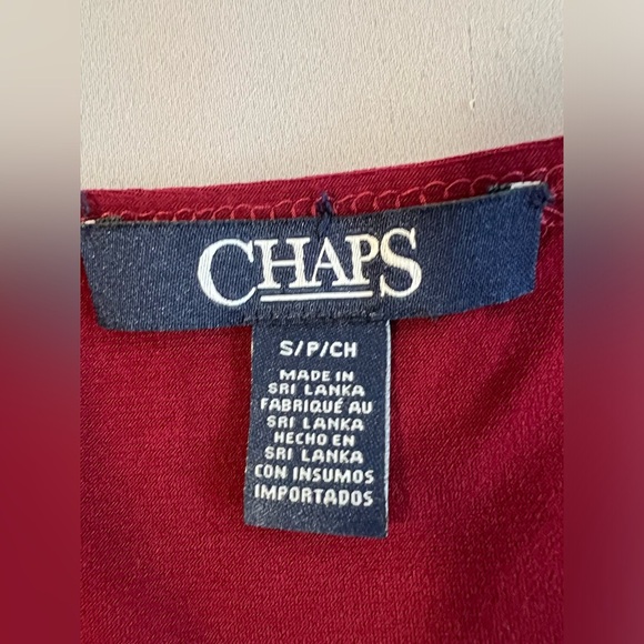 Chaps Red Black waist faux  dress‎ with faux leather detail Sz Small NWT! - Picture 7 of 11